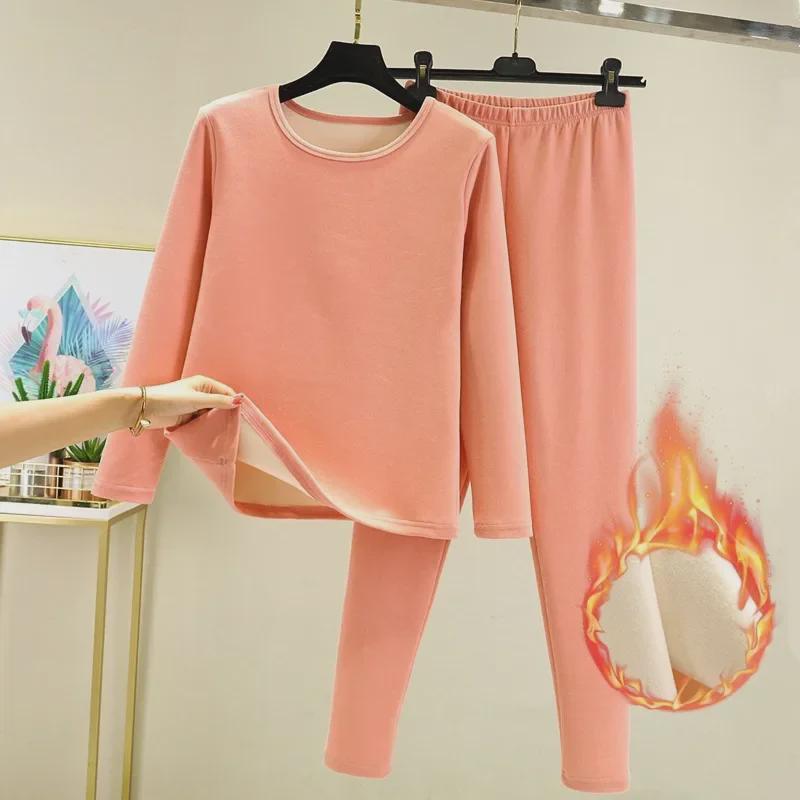 Women's German Velvet Thermal Underwear Set: Plus Size, Thickened, Brushed for Autumn/Winter