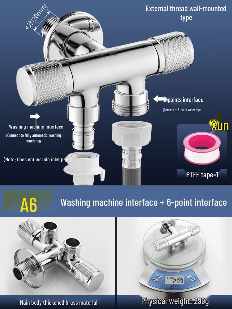All-Copper Dual-Control Angle Valve Splitter for Toilet and Washing Machine