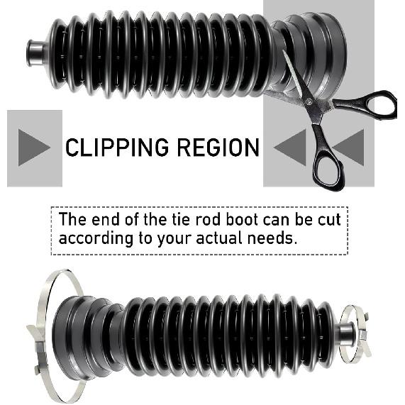 Upgrade 2PCS Tie Rod Boot Rack And Pinion Boot Kit,Thickened Neoprene Rubber Materia,With 4 Stainless Steel Clamps & 6 Cable Ties, Universal Inner