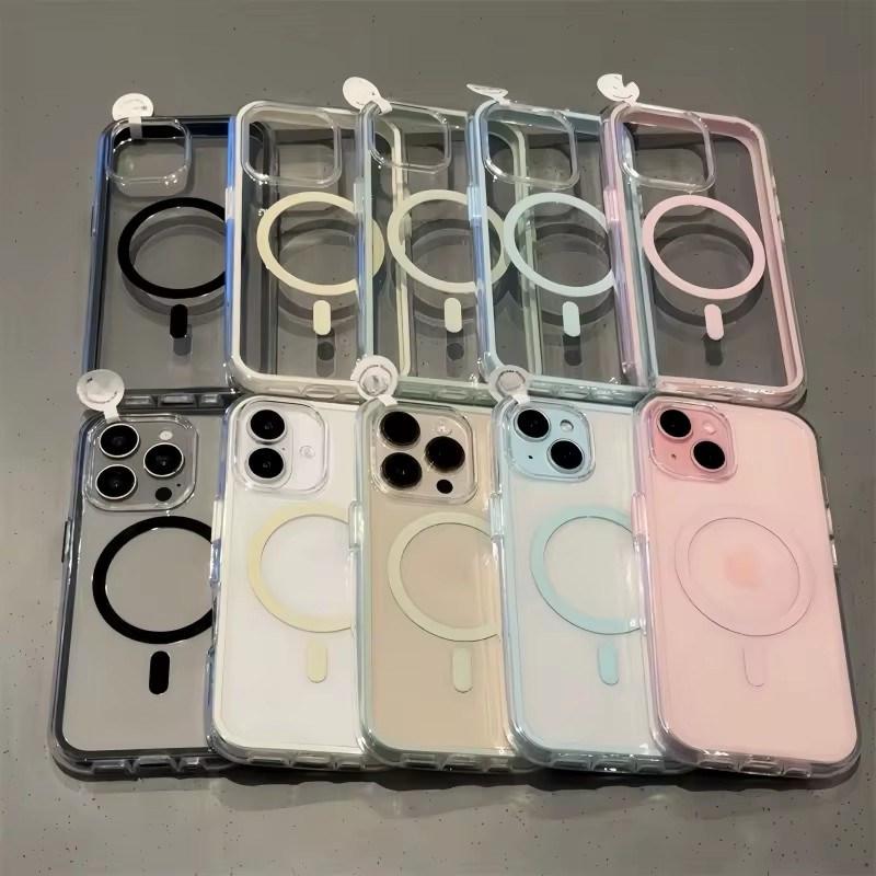 Luxury Candy Shockproof Bumper Clear For Magsafe Case for iPhone17 16 15 14 13 12 11 Pro Max Plus Magnetic Wireless Charging Cover