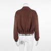 2025 Women's High-End Retro Bomber Jacket - Long Sleeve, Stand-Up Collar, American Street Style, Spring/Autumn Outerwear
