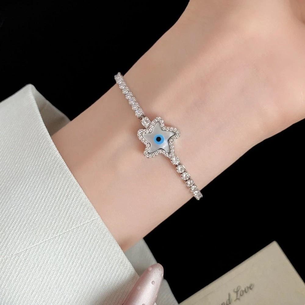 Star Round Devil's Eye Rhinestone Devil's Eye Bangle Banquet Clothes Jewelry  Ladies Girls