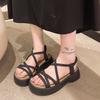 Plateau-Muffin-Sandalen Damen Sommer 2025 neu Koreanische Version kleine Kreuzriemen High-Heel Römerschuhe
