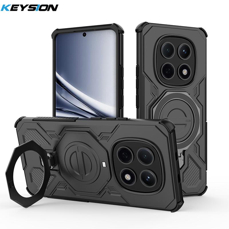 KEYSION Shockproof Magnetic Case for Redmi Note 15 Pro 4G 5G Upright Live Metal Ring Stand Phone Cover for Redmi Note 15 Pro+ 5G