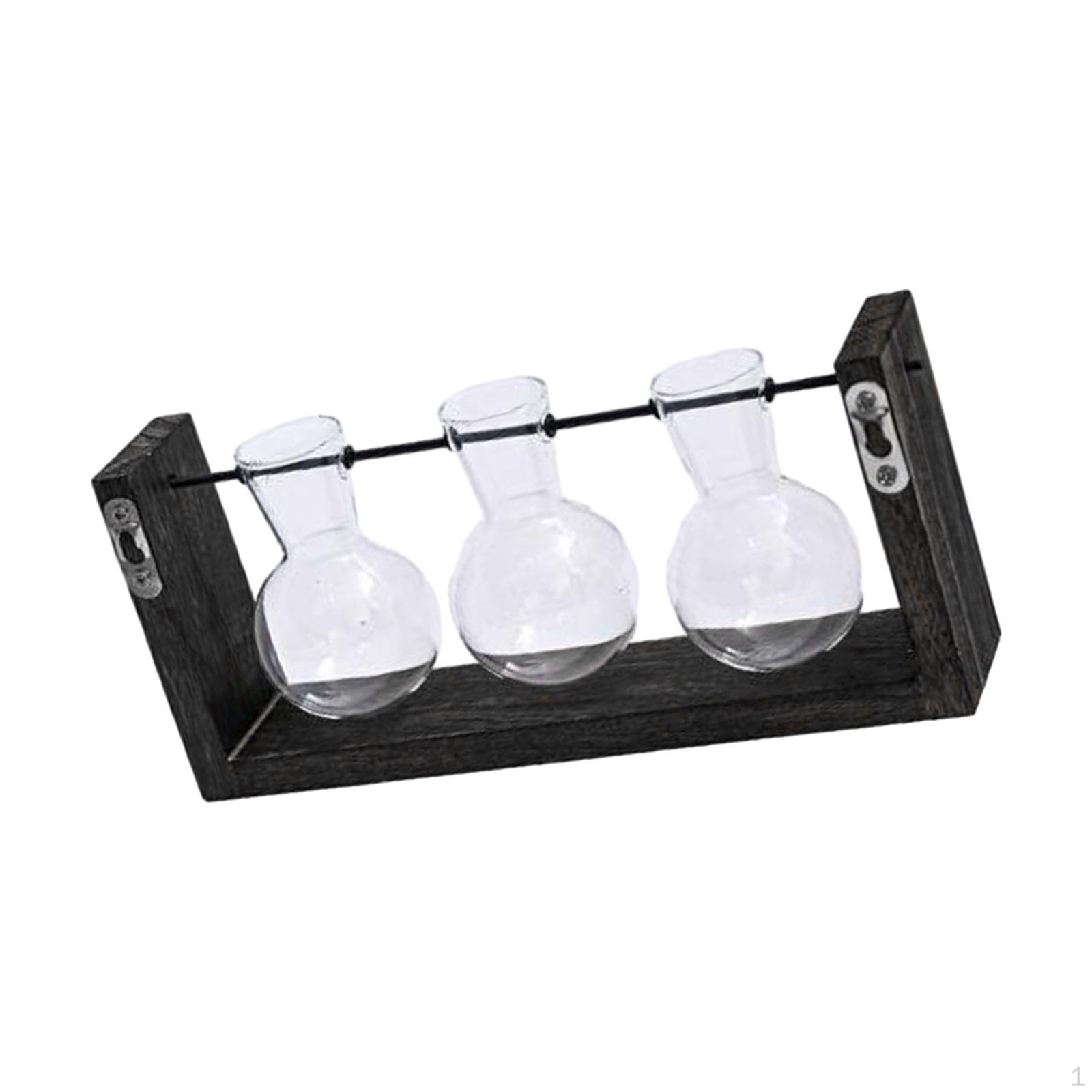 

Plant Vases Glass Hanging Planter, Wall Mounted Propagation Station Flower Pot Bonsai for 28cmx12.5cm_three bottles Retro