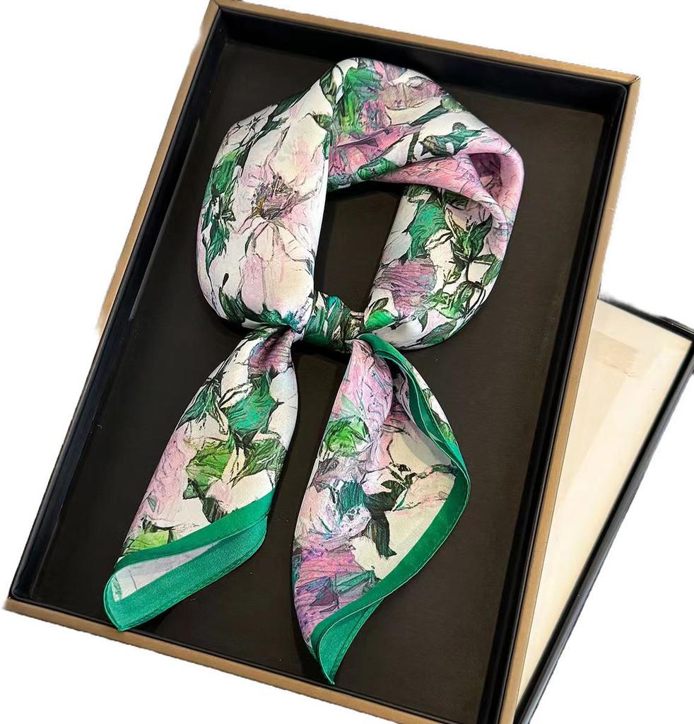 New 100% Natural Silk Scarf Women Headband Print Pashmina Foulard Female Bandana Scarves Hijab Shawl Wraps Square Headkerchief