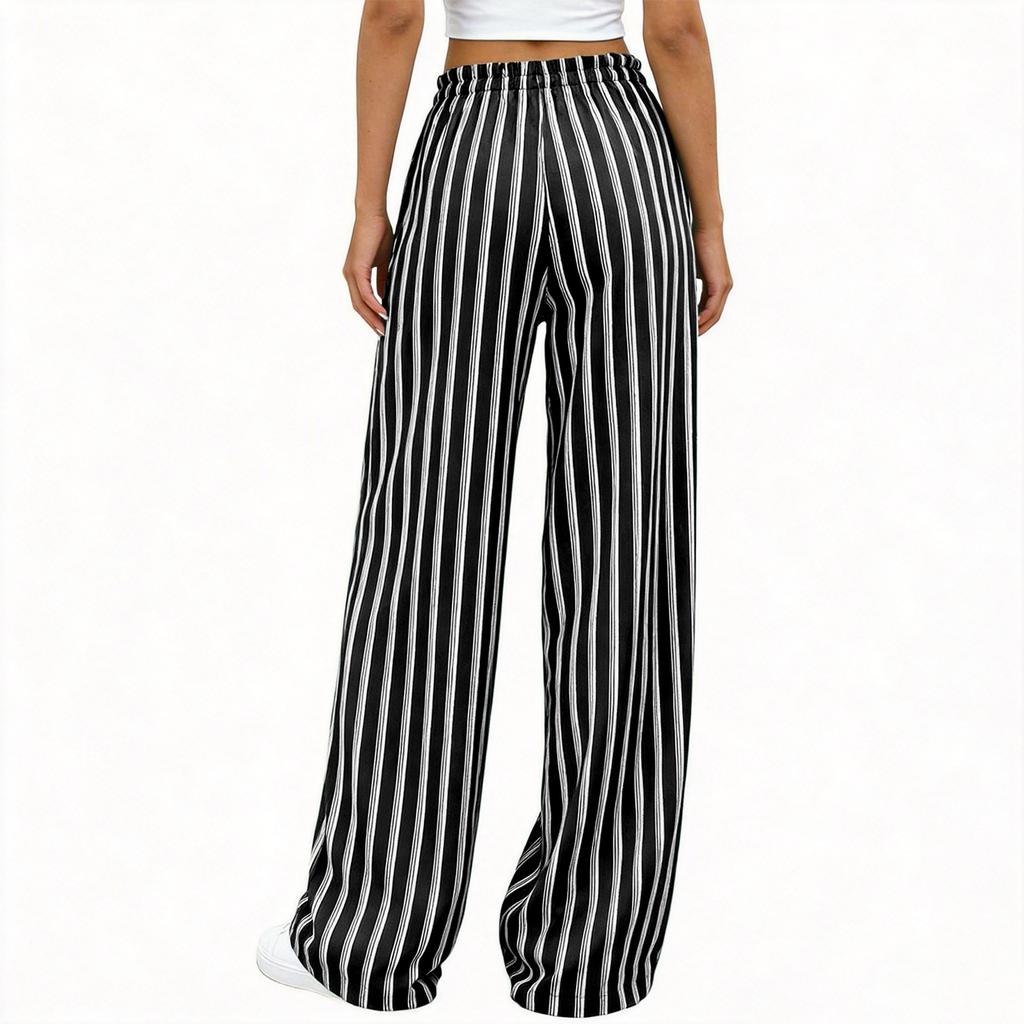 Women's Striped Loose Casual Loose-Waist Wide-Leg Trousers