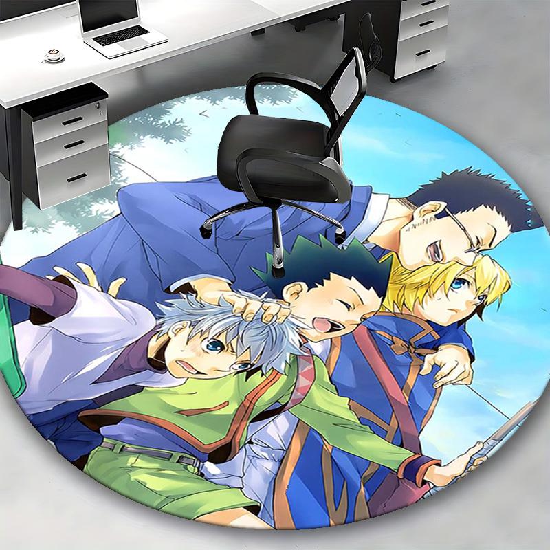 1pc Anime Cartoon Design Round Carpet - Office Chair Mat, Non-Slip Rug for Home Decor, Living Room, Bedroom, Game Room & Dormitory Decoration.W064