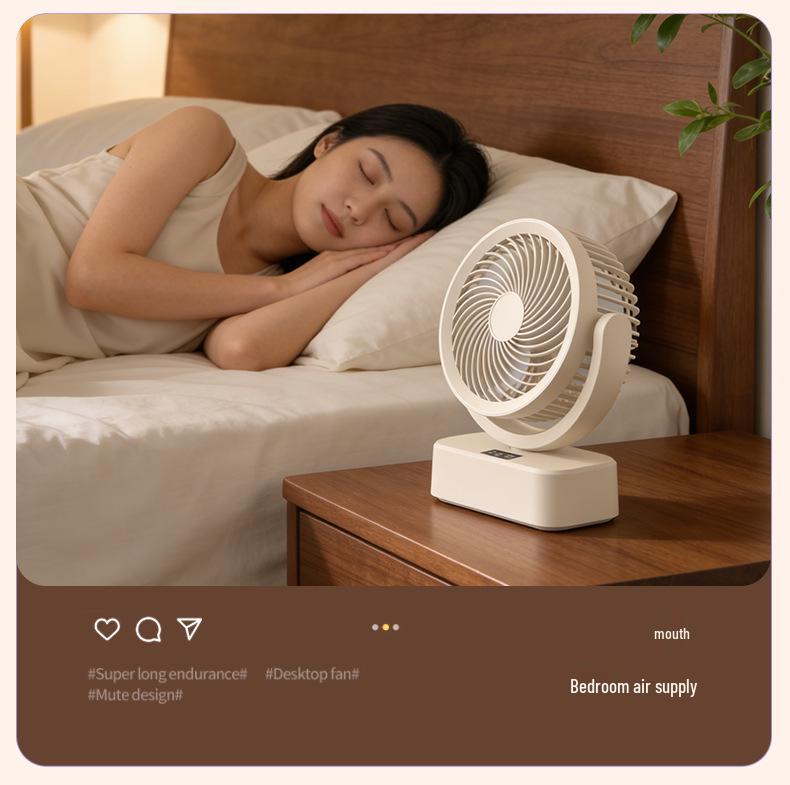 Portable Rechargeable Smart Fan: Adjustable, Digital Display, Small, Automatic Oscillation, Wall-Mountable, Stand-Alone for Home Use