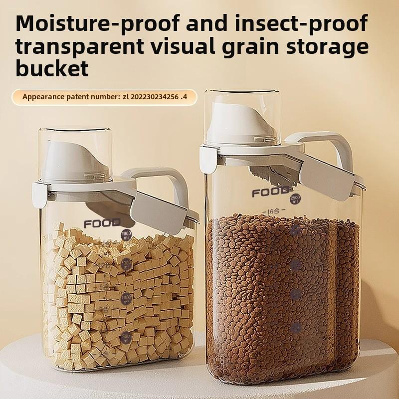 Simple Seal with Scale Grain Storage Bucket Pet Grain Storage Bucket Cat Food Dog Food Moisture-proof Dog Supplies