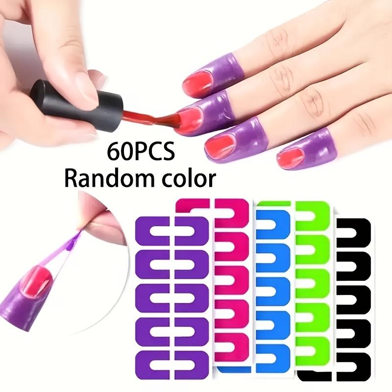 60 Stück U-förmige Nagellack-Schutzfolien - Abziehbare Finger- & Nagelhautschutz für einfache Maniküre, Stamping & Malen