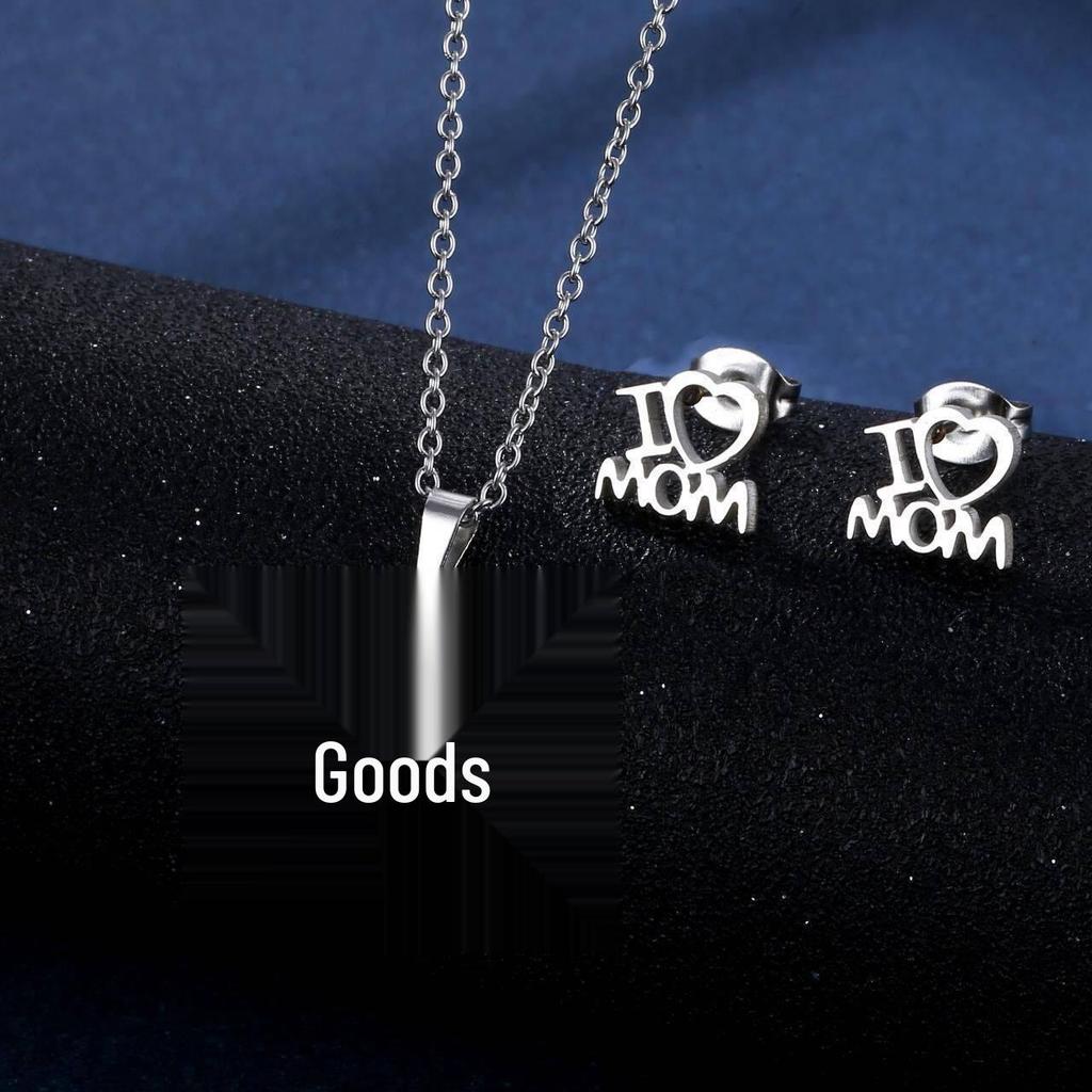 Stainless Steel Necklace & Earring Set - Smooth Clavicle Design with Stud Earrings