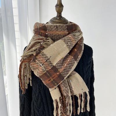 Schal Damen Winter Neu Imitation Kaschmir Karoschal Studentin Süß Warm Verdickt Fransen Schal