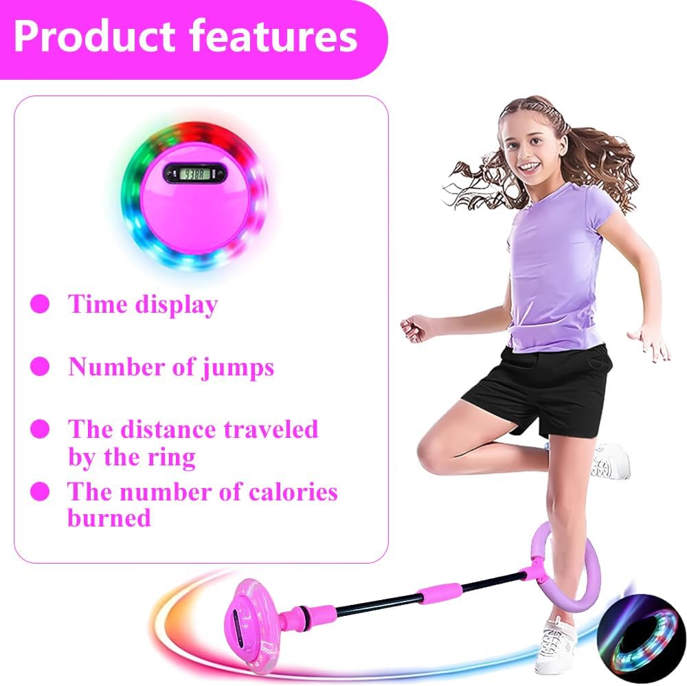 Children's Flashing Jump Ring with Counter, Light-up Swing Wheel, Flashing Jumping Ball, Foldable Ankle Skip Ball, Jumping Ball– Sports Jumping Toys