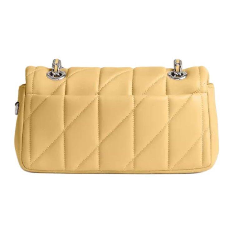 Coach Tabby 20 Logo Jacquard Quilted Flap Napa Leather Shoulder Bag Women Handbags Yellow CP145-LHFBU