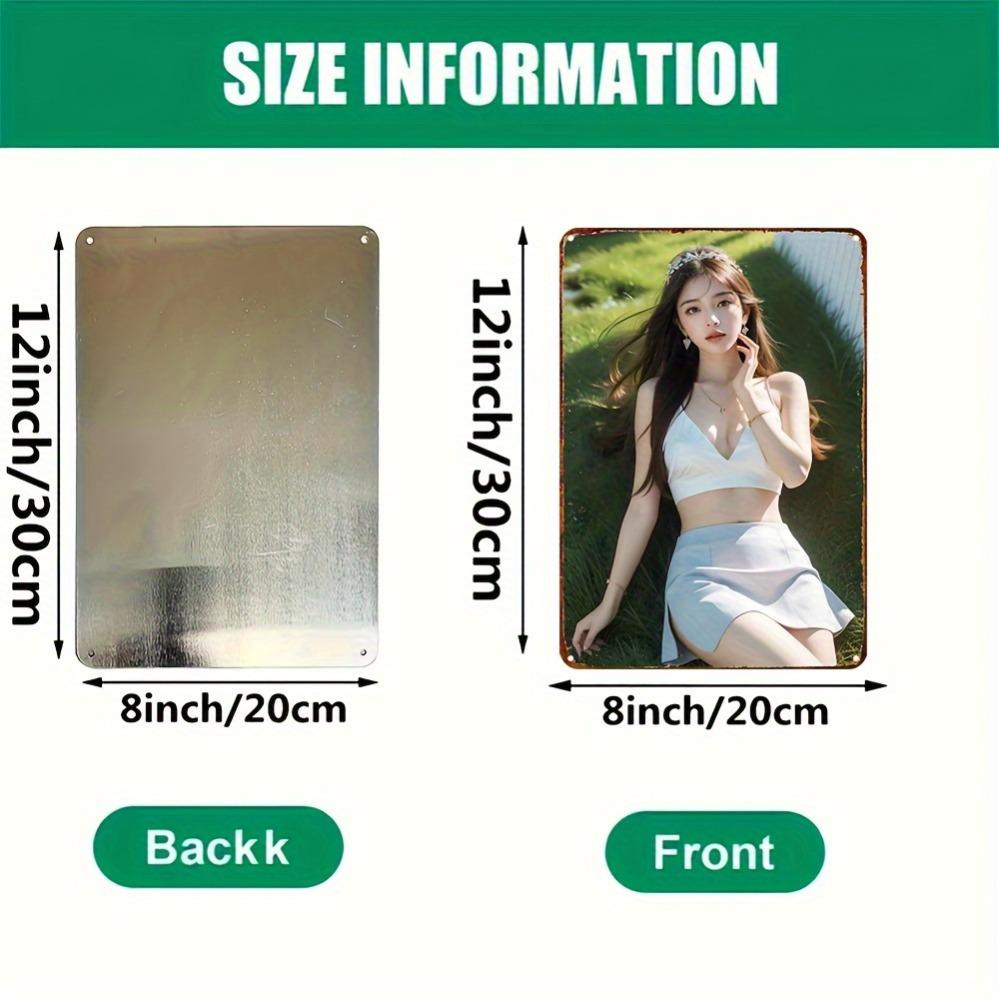 Hisun Tin Sign HD Metal Tin Sign Beautiful Asian Girl Portrait Vintage Wall Art Decor for Home Bar Cafe Garage Retro Metal Poster Plaque Gift