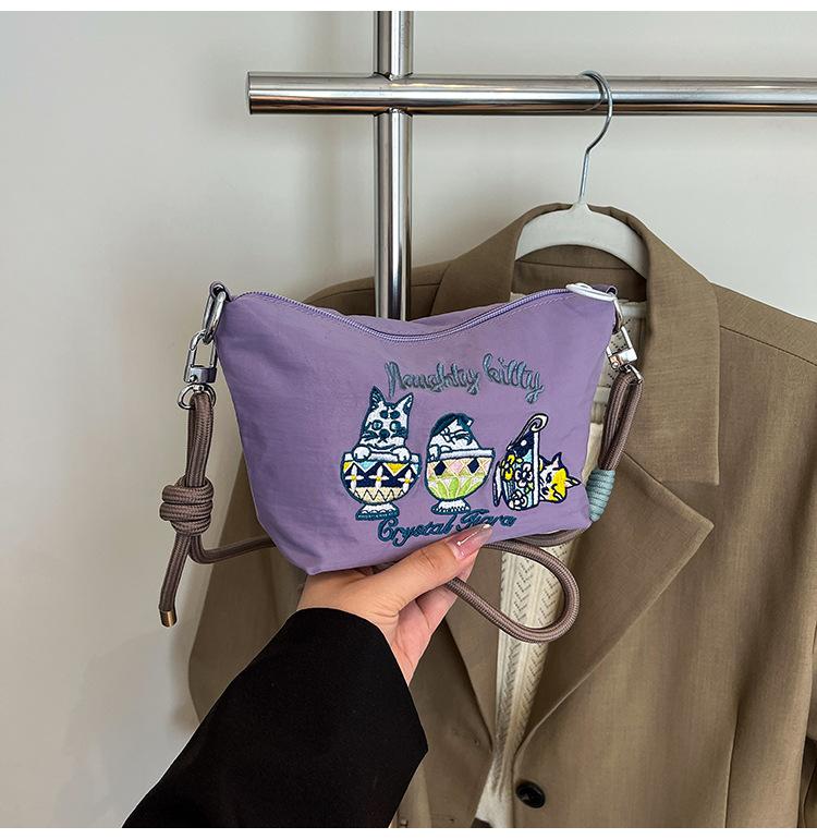 

New shoulder messenger bag women s Oxford cloth mobile phone bag cosmetic bag fashion versatile casual portable small square bag фиолетовый