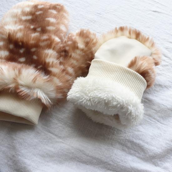 Warm Gloves Deer Pattern Thickened Plush Gloves Collar Leg Cuffs Christmas Themed Adjustable Straps Winter Headgear