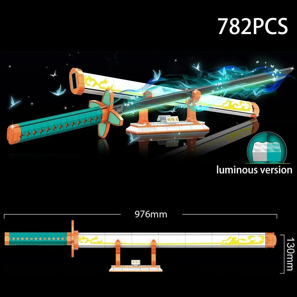 Samurai Sword Building Blocks Ninja Blade Katana Japanese Anime Butterfly Nichirin Knife Bricks Toys for Adult
