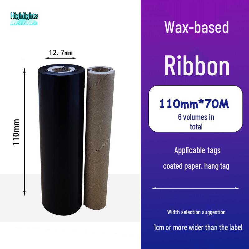Hybrid Wax-Based Carbon Ribbon Roll for Printer Label Paper, Full Resin 80mm x 60m
