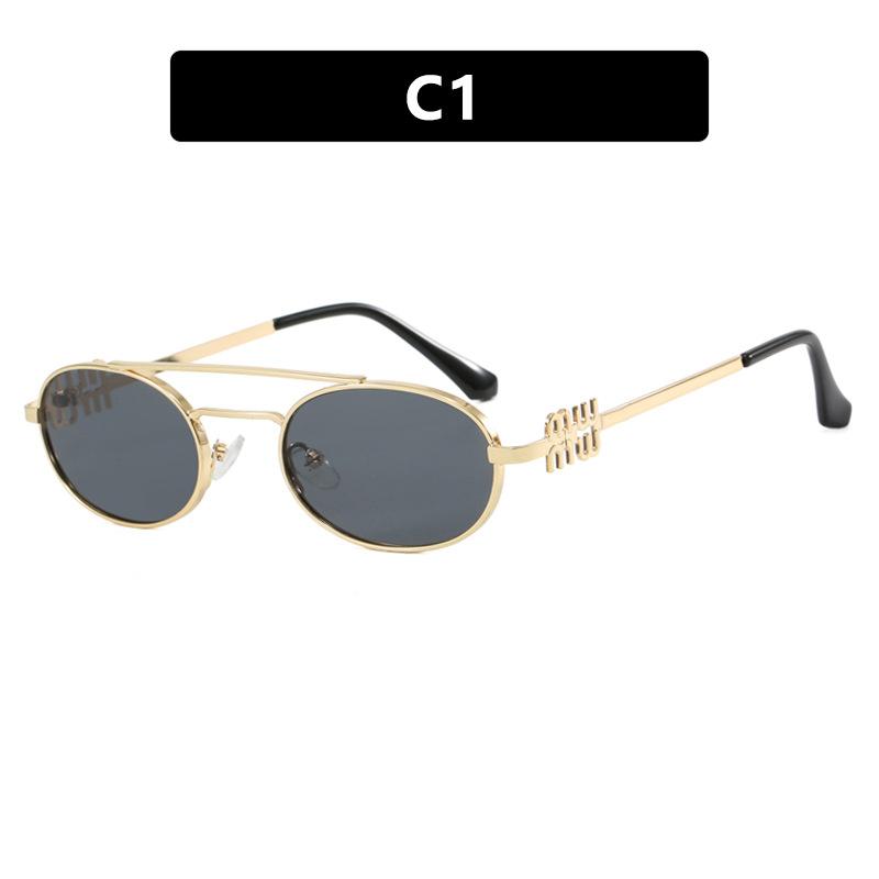 

Luxury Brand Metal Double Bridges Sunglasses For Women And Men UV400 Protection Sun Glasses Alloy Oval Eyewear Letter MM Shades