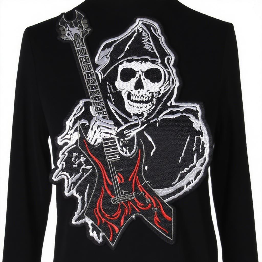 1Pc Skull Embroidery Patches Iron On Clothes Punk Appliques Badge