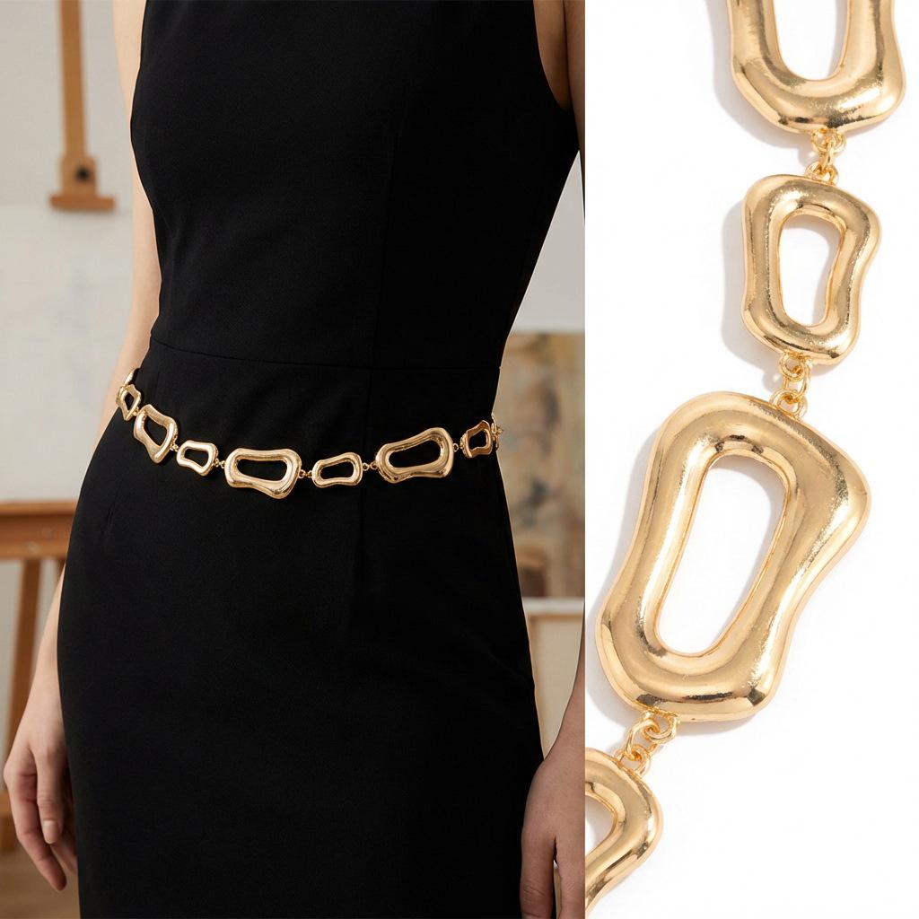 Geometric Irregular Waist Chain Summer Dress Belt Metal Body Chain