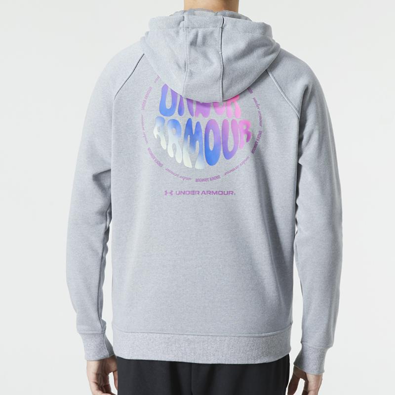 Under Armour Elevated Terry Hoodie With Colorful Letter Print Men Hoodies Gray 1373844-035