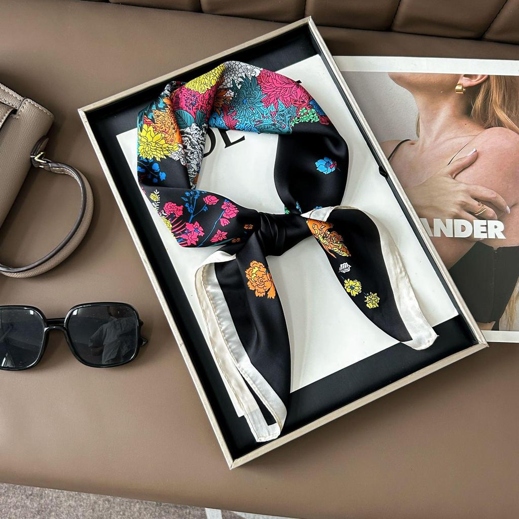 Korean Style High-End Printed Silk Scarf - Versatile Fashion Accessory