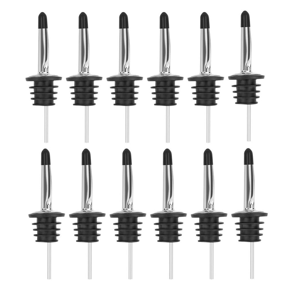 12 Pack Liquor Bottle Pourers, Liquor Pour Spout for Liquor Bottles, Stainless Steel Olive Oil Dispenser Spout, Dust Caps Covers