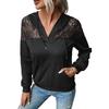 Spring and Autumn Women's Blouse Black Hooded Sweatshirt Long Sleeve Top