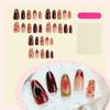 Leopard Print Press On Nails Almond 3D Embossed Removable False Nails for Women Long Stiletto 30Pcs Handmade Acrylic Nails