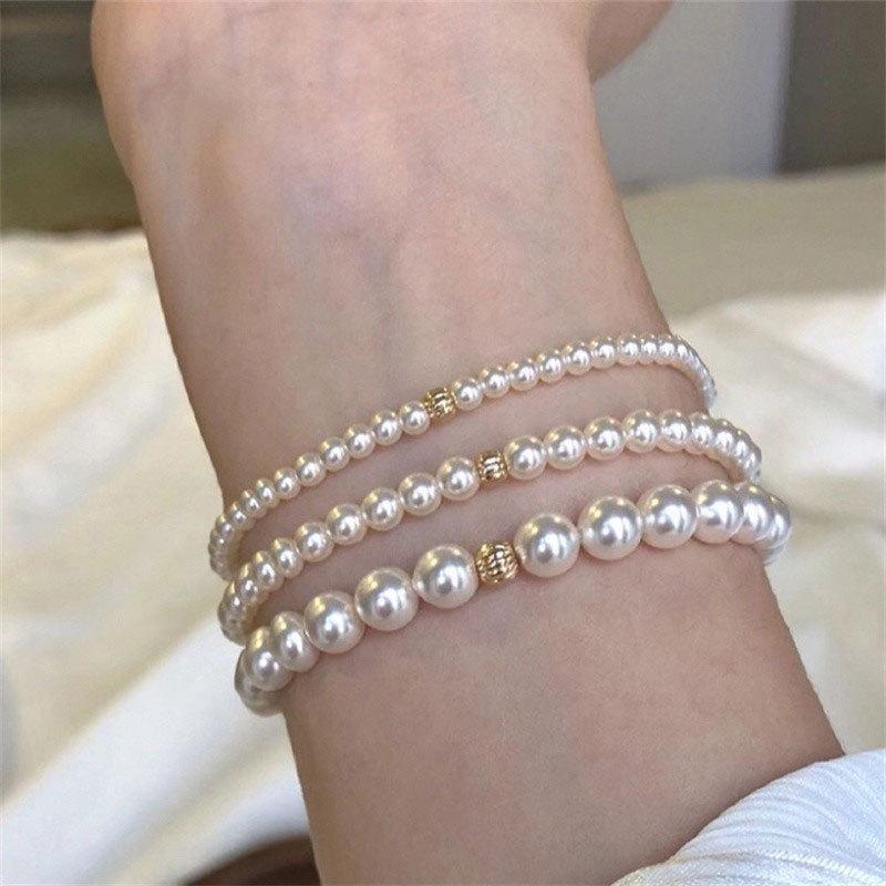 

Exquisite Minimalist Pearl Beaded Bracelet for Women - High-End, Versatile, Fashionable Design 4mm Pearl Bracelet