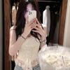New fashionable and sexy slim fit small suspender lace vest women's strap waist design fishbone Spice Girl short inner fit