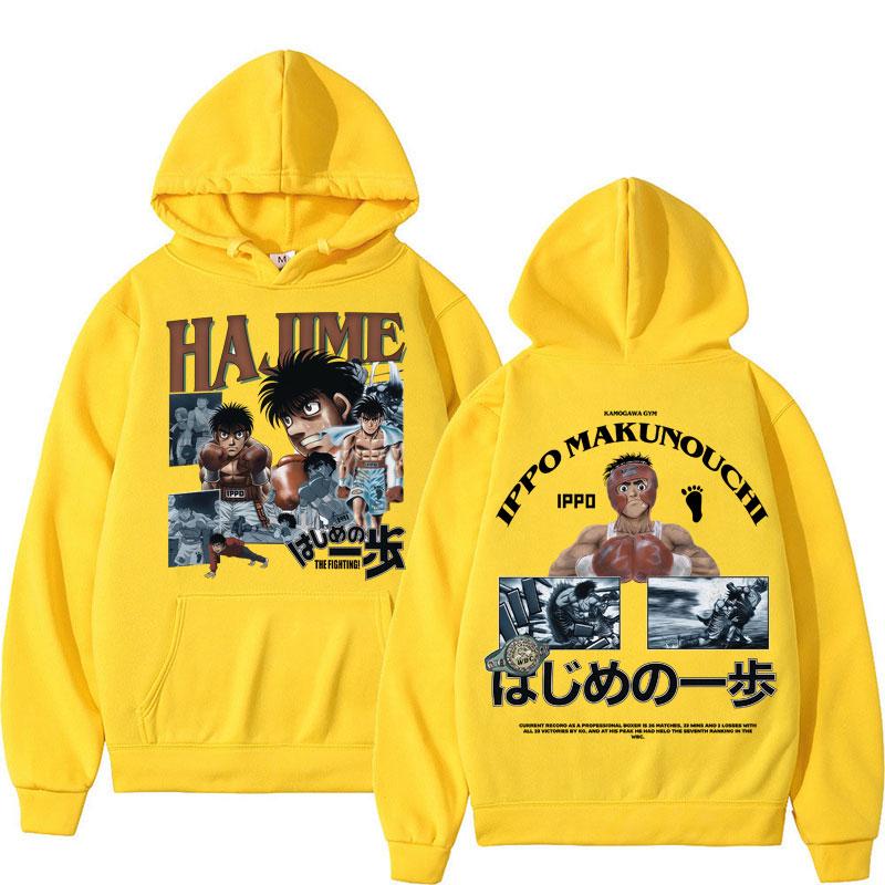 Anime Hajime No Ippo Hoodies Kamogawa Boxing Gym Makunouchi KGB Hip Hop Long Sleeve Men Women Oversized Fleece