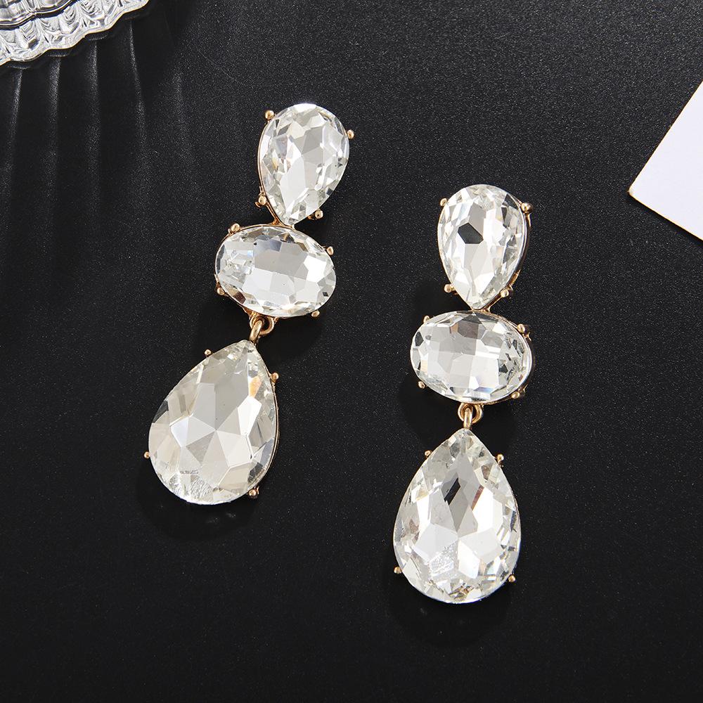 Exquisite European and American Style Geometric Crystal Earrings for Women
