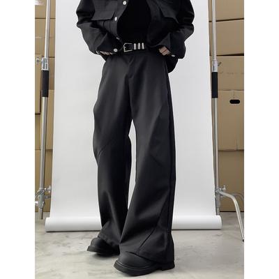 Male Pants Split Pleated Diamond Shaped Loose Casual Suit Wide Leg Men's Wear Winter