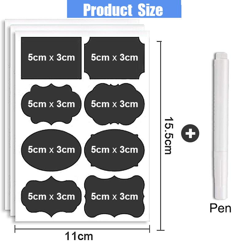 50pcs/sets Jars Labels Erasable Chalkboard Labels Waterproof Spice Sticker Craft Kitchen Blackboard Sticker Bottles Tag With Pen