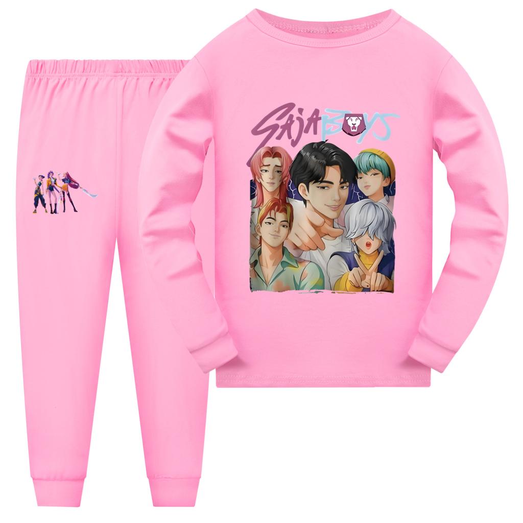 Kpop Hexenjagd Saja Jungen Niedlich Bequem Weich Bedruckt Jungen Mädchen Langarm Vielseitige Mode Schlafanzug-Set
