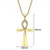 Egypt Iced Out Bling Ankh Cross Pendant Necklace Women Men Key of Life Gold Color Stainless Steel Rhinestones Egyptian Jewelry