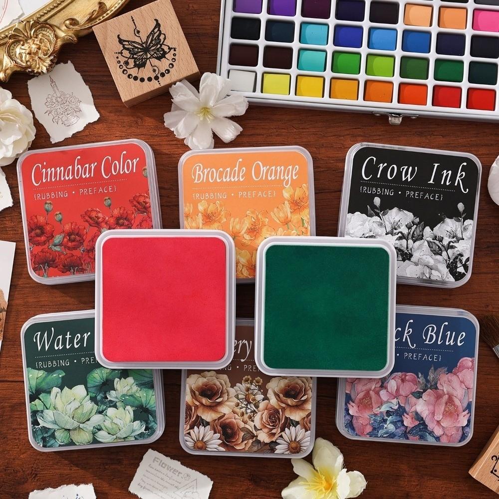 New Square Student Ink Pad Quickly Drying Neutral Ink Self Ink Stamp Multiple Colors Eco-cotton Stationery Inkpad for Students