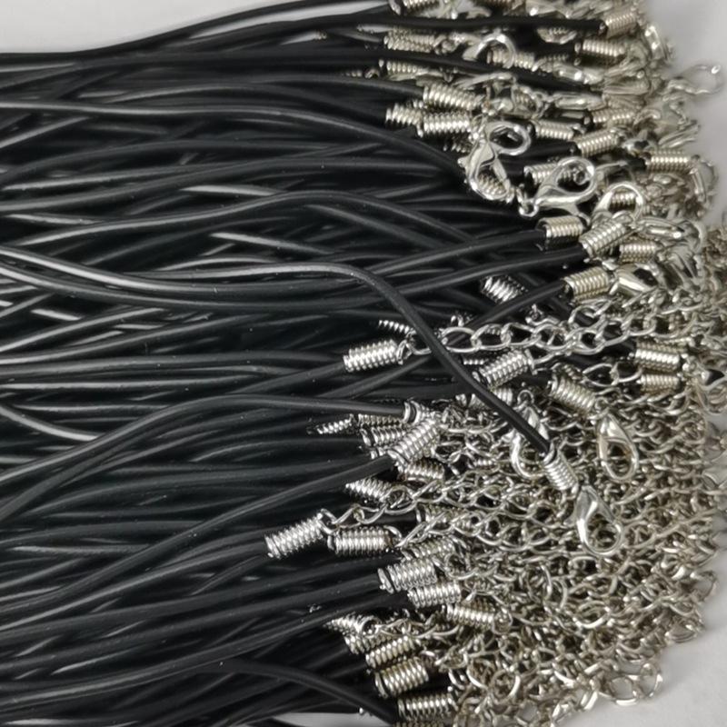 DIY Black Leather Necklace Cord with Lobster Clasp and Pendant Charm