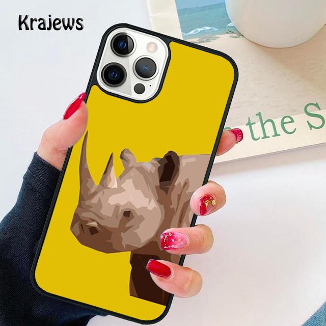 Animal Rhino Soft Phone Case For iPhone 17 Air 16 15 14 Max Plus 11 12 13 Pro Max Phone Cover coque Shell Fundas