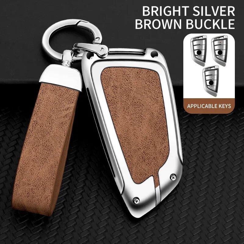 Zinc Alloy Leather Car Key Case For Bmw X5 X3 X1 X6 X7 1 3 5 6 7 Series G20 G30 G11 F15 F16 G01 G02 E39 E46 Car Key Case
