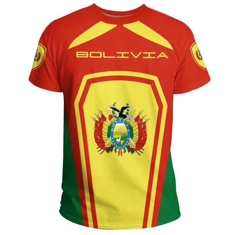 Bolivia Flag 3D Printing Sports T-shirt Bolivian Summer Outdoor Outdoor Casual Bolivia National Emblem Graphic Tee Shirts 2024