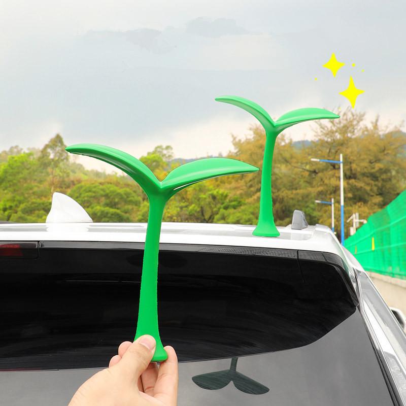 Automotive Roof Decor 3D Bean Sprout and Flower Bud Ornament for Personalized Car Exterior Show Off Style
