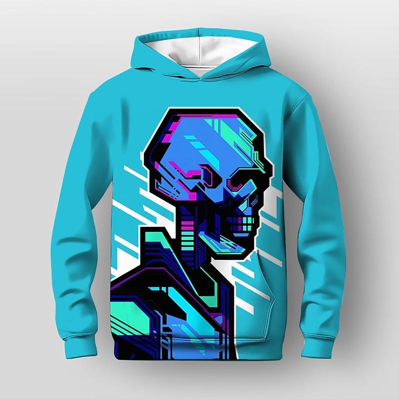 Boys 3D Optical Illusion Hoodie Long Sleeve 3D Print Fall Winter Active Sports Fashion Kids 3-13 Years Outdoor Daily Indoor Regular Fit