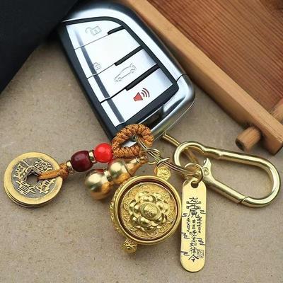 Zodiac Animal Keychain With Cinnabar Charms Wealth Ancient Chinese Emperor Coin Gourd Ornament Lucky Charm Keyring Accessories
