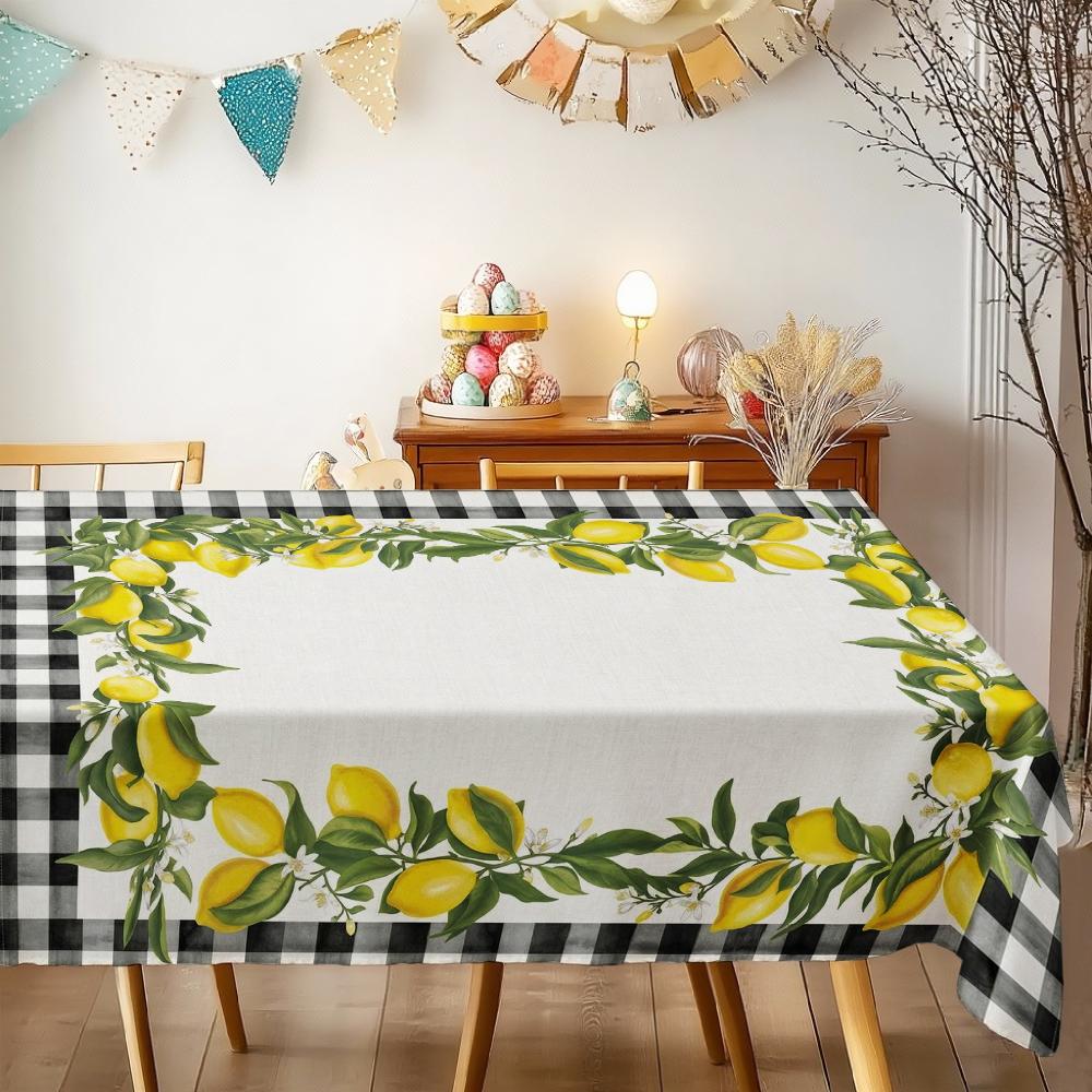 Nappe rectangulaire à motif feuilles de citron pour décoration de table de cuisine, salle à manger, imperméable, réutilisable, pour table, mariage, fête 90x140cm