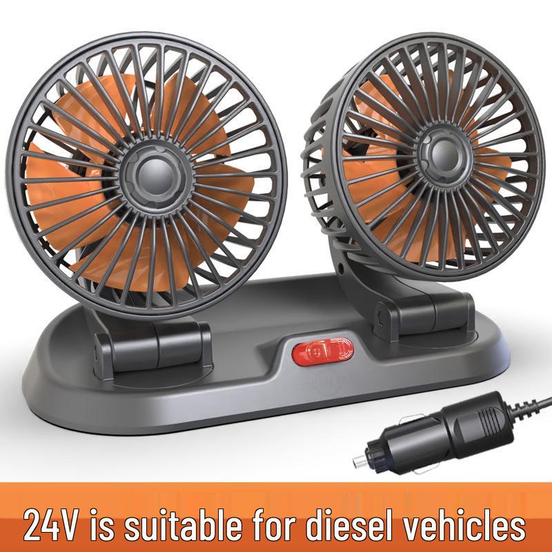 Adjustable Dual-Head Mini Car Fan for Summer